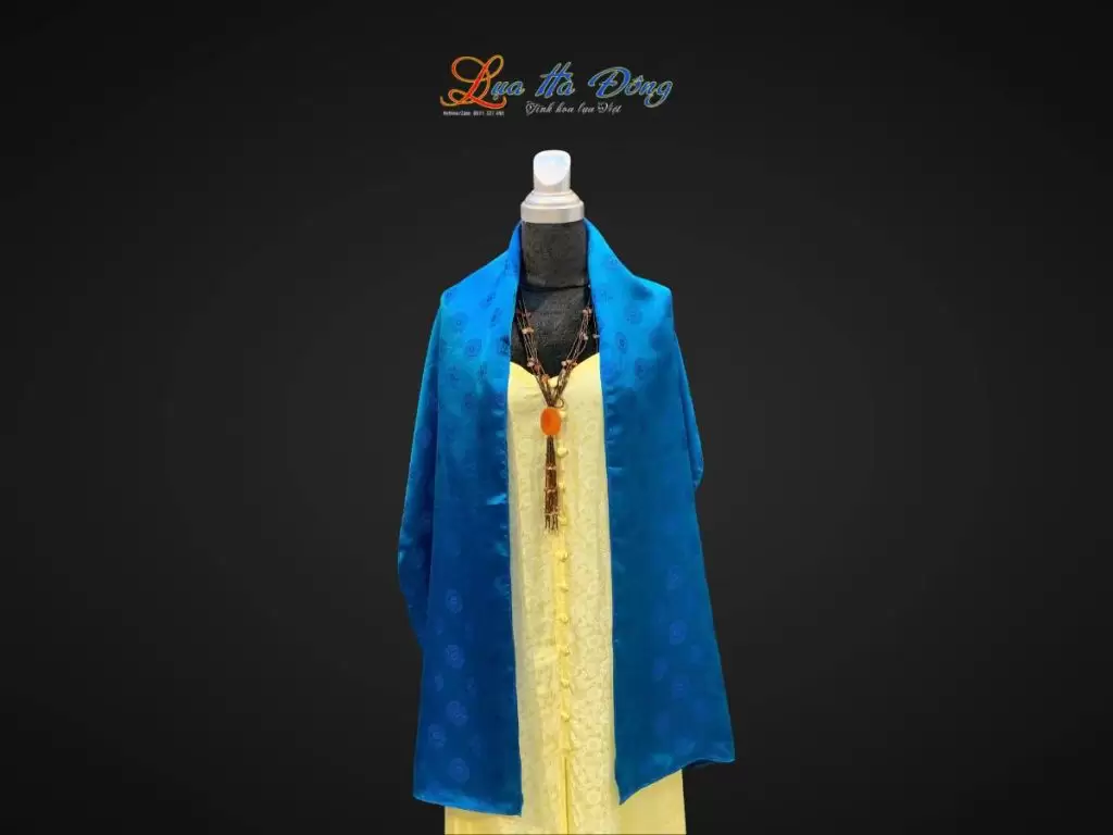 Khăn lụa dài họa tiết trống đồng nhỏ