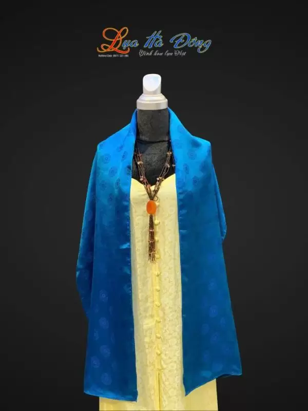 Khăn lụa dài họa tiết trống đồng nhỏ