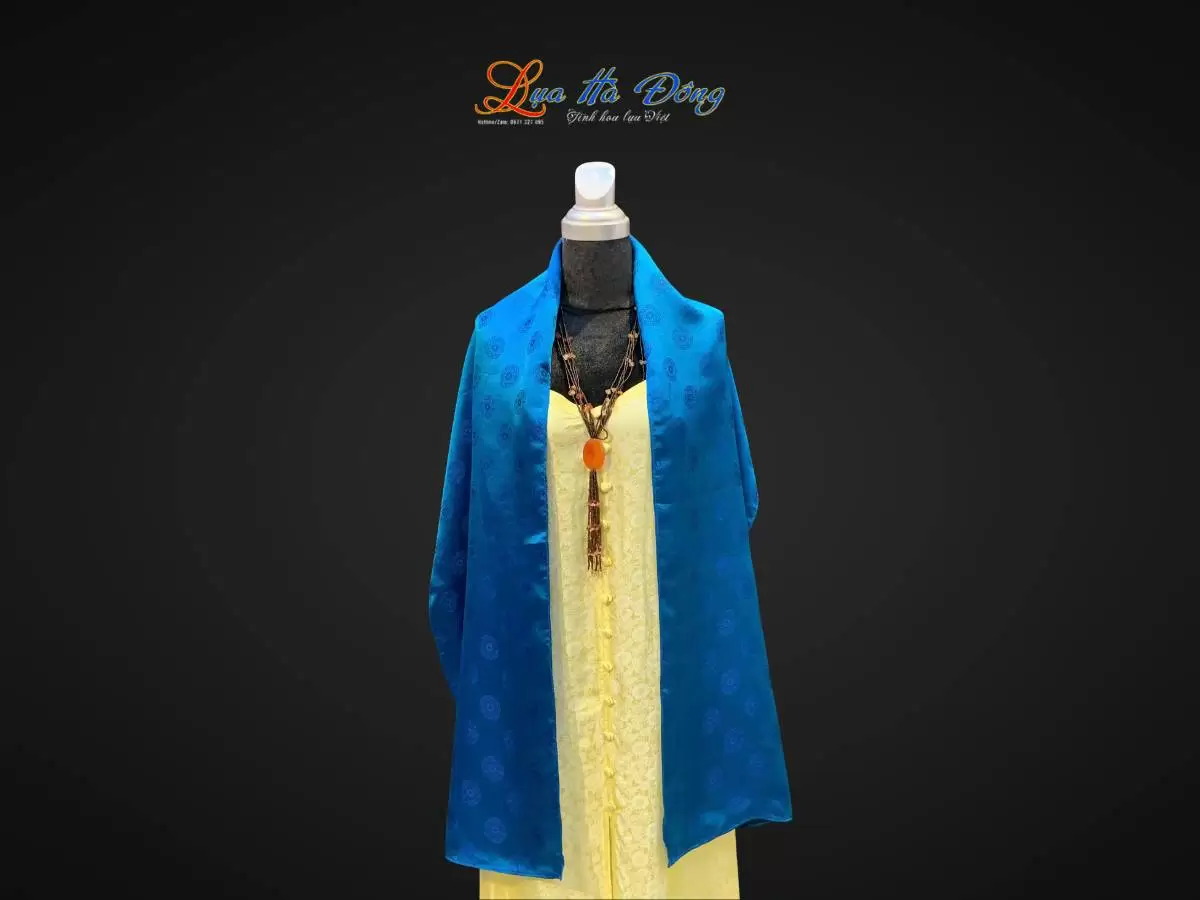 Khăn lụa dài họa tiết trống đồng nhỏ