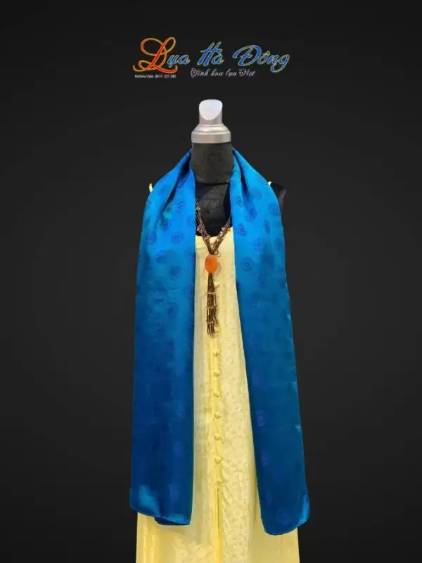 Khăn lụa dài họa tiết trống đồng nhỏ