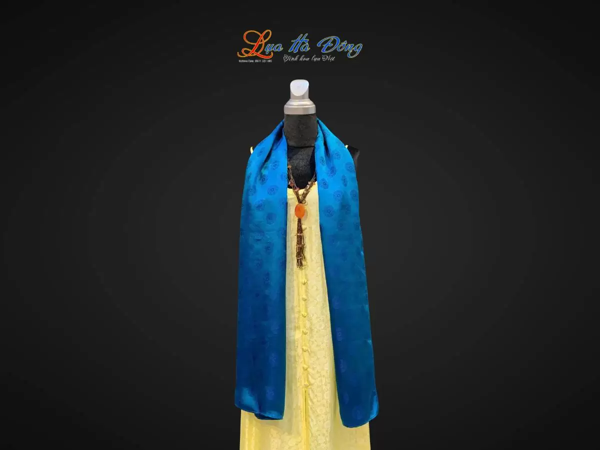 Khăn lụa dài họa tiết trống đồng nhỏ