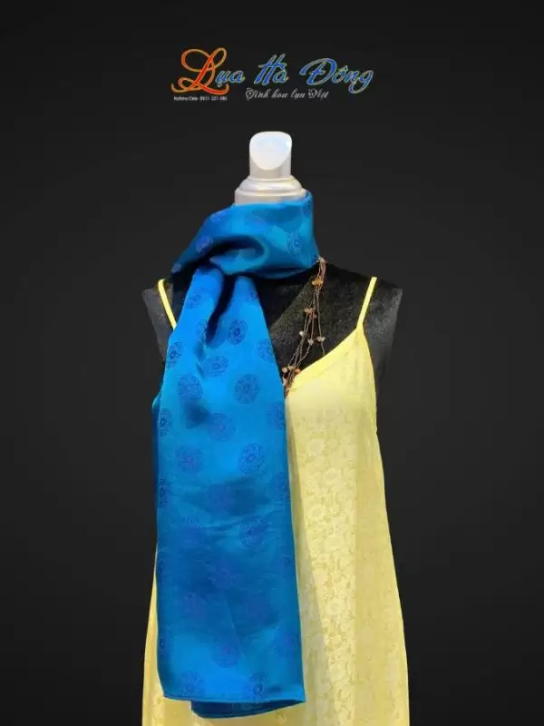 Khăn lụa dài họa tiết trống đồng nhỏ