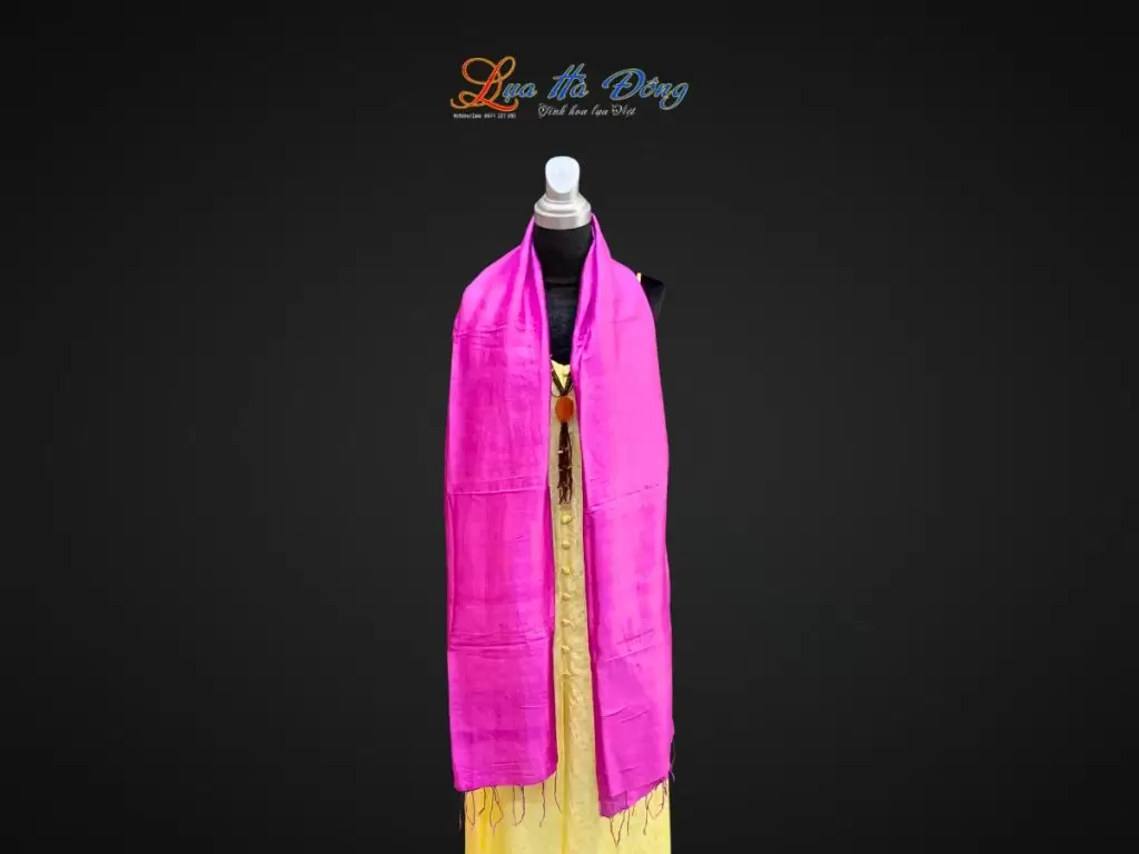 Khăn lụa tơ tằm màu hồng