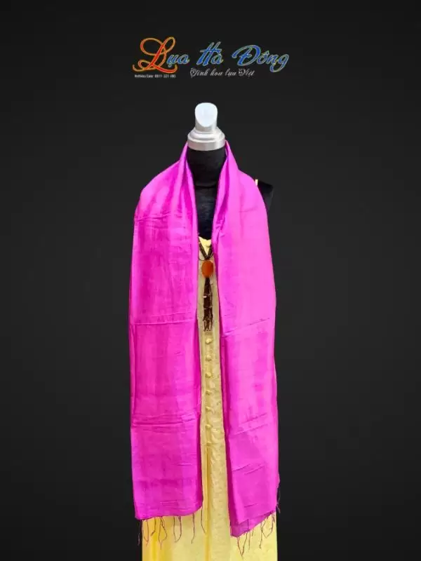 Khăn lụa tơ tằm màu hồng