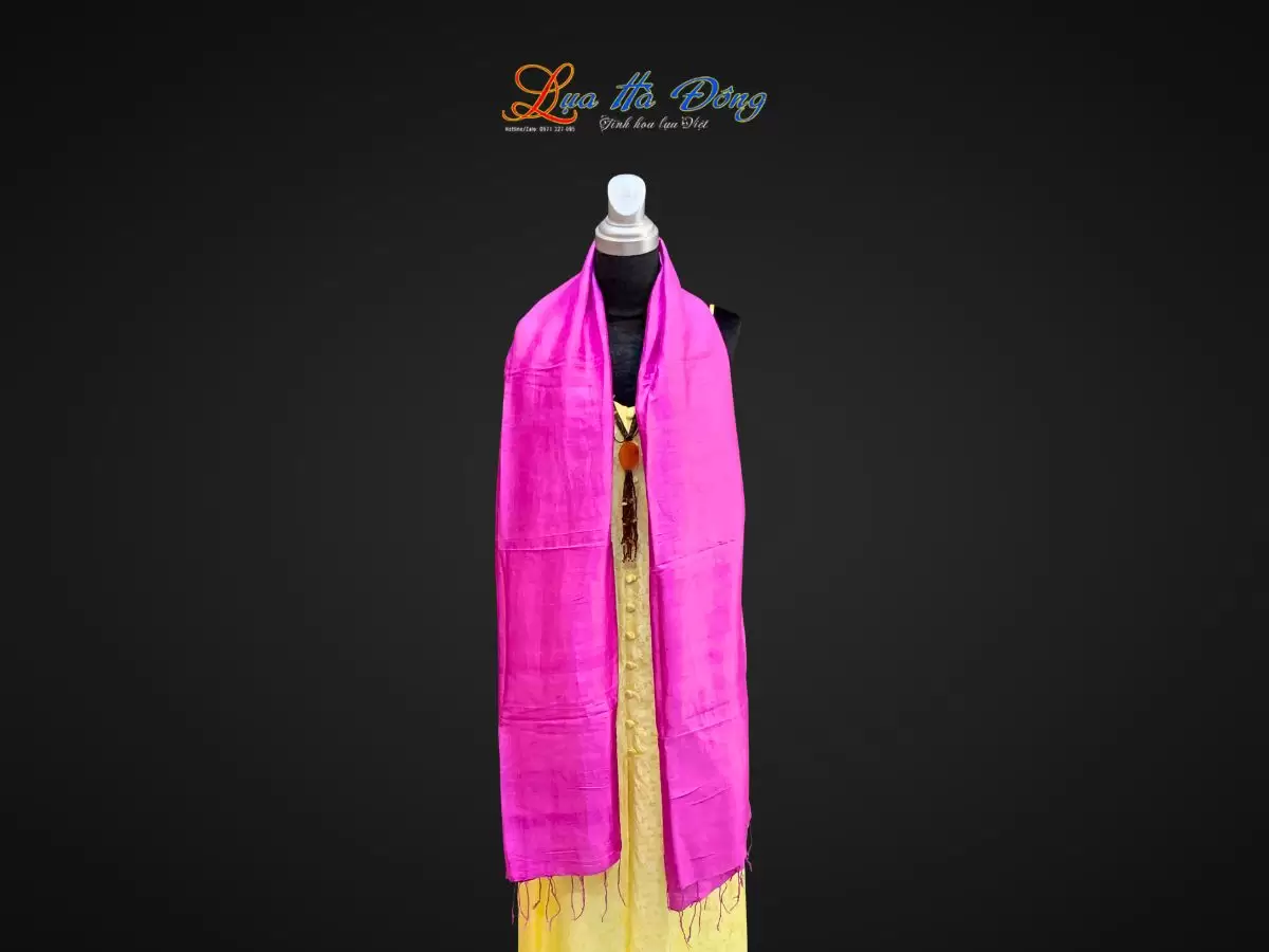 Khăn lụa tơ tằm màu hồng