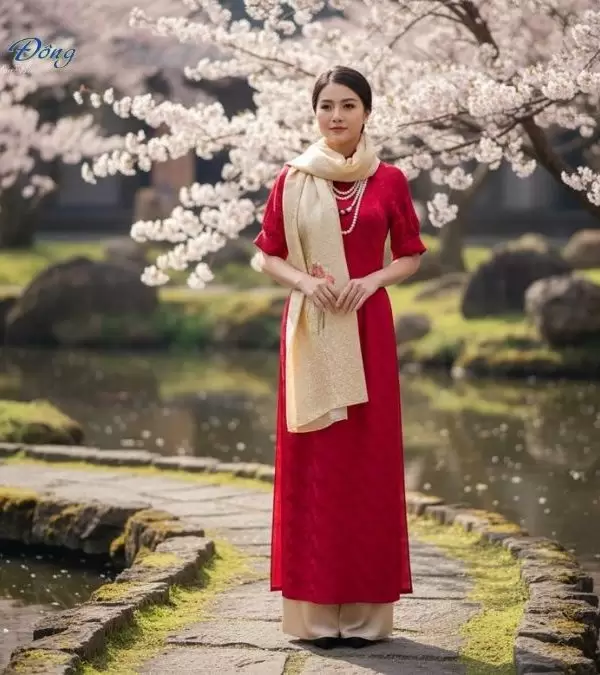 Khăn lụa thêu tay mai nhí vàng đồng nhạt