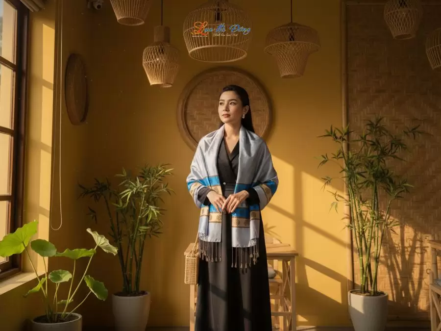 Khăn Lụa Tơ Tằm Họa Tiết Cổng Làng Hà Đông