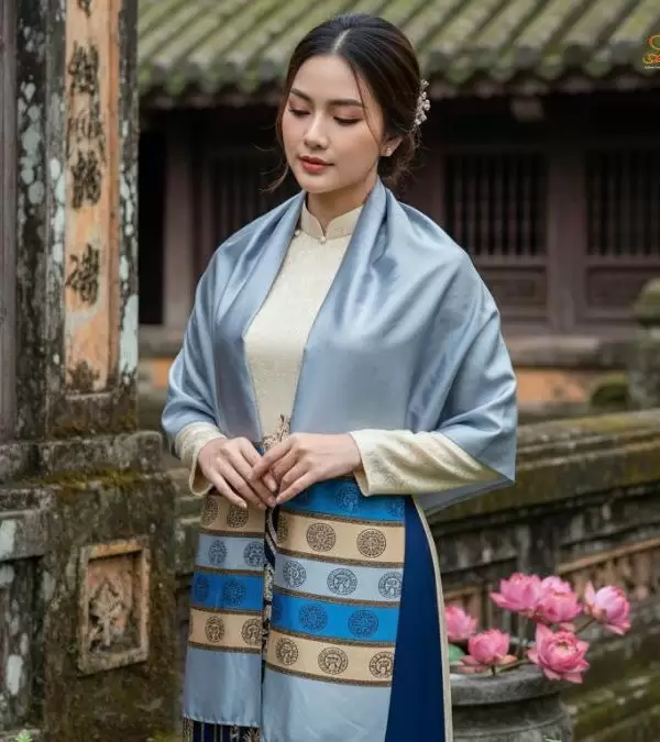 Khăn Lụa Tơ Tằm Họa Tiết Cổng Làng Hà Đông