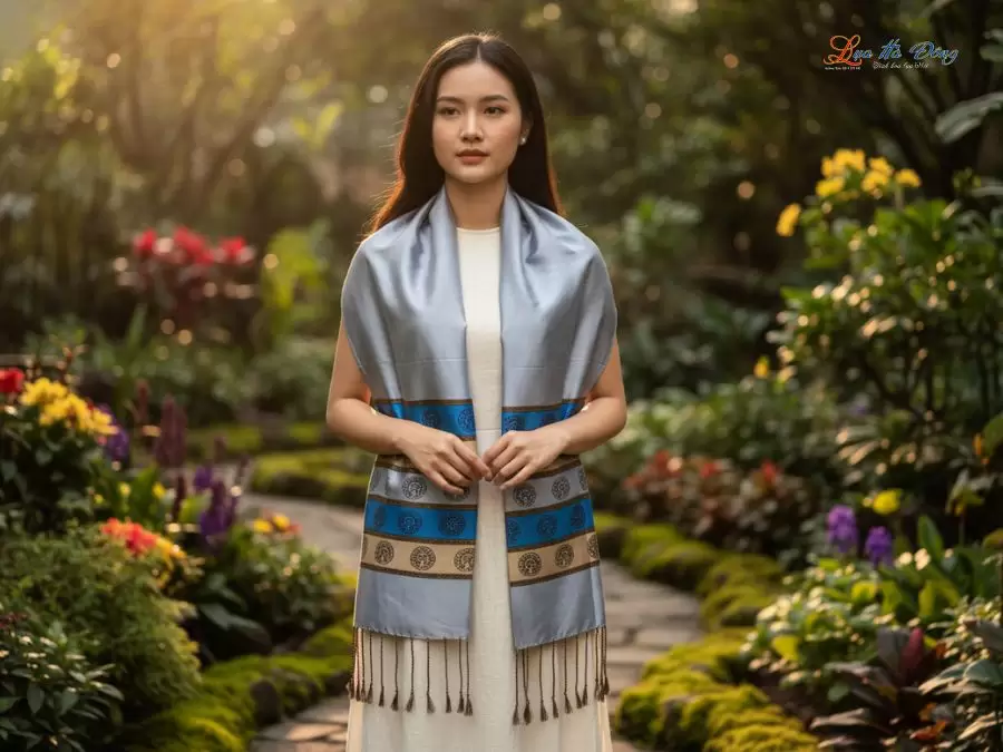 Khăn Lụa Tơ Tằm Họa Tiết Cổng Làng Hà Đông