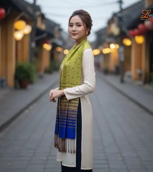 Khăn Lụa Tơ Tằm Họa Tiết Lá Dâu