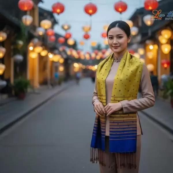 Khăn Lụa Tơ Tằm Họa Tiết Lá Dâu