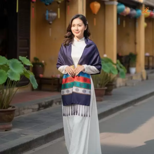 Khăn Lụa Tơ Tằm Họa Tiết Văn Miếu Quốc Tử Giám