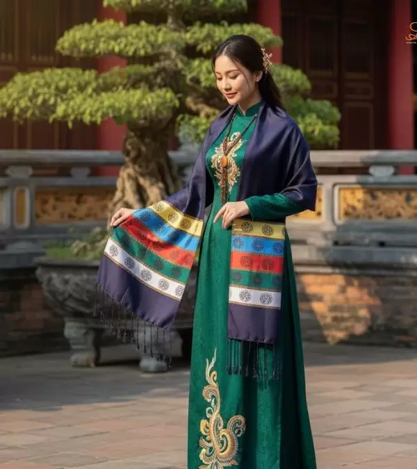 Khăn Lụa Tơ Tằm Họa Tiết Văn Miếu Quốc Tử Giám