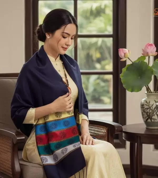 Khăn Lụa Tơ Tằm Họa Tiết Văn Miếu Quốc Tử Giám