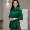 Khăn lụa tơ tằm vân cổ triện thọ màu xanh lá cao cấp