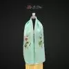 Khăn lụa trơn thêu sen xanh mint