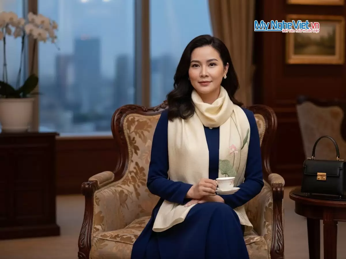 Khăn lụa đũi họa tiết hoa sen thêu tay 100% silk