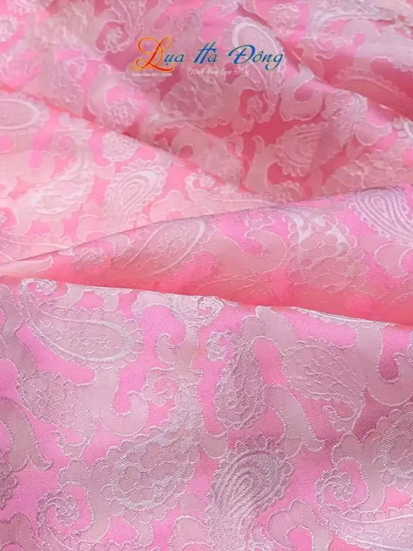 Khăn lụa thêu tay đuôi công hồng