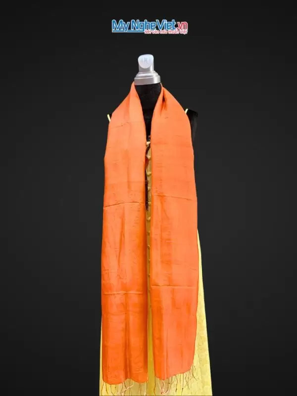 Khăn lụa tơ tằm loang màu cam