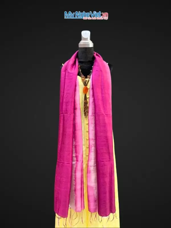 Khăn lụa tơ tằm loang Thái Bình màu hồng