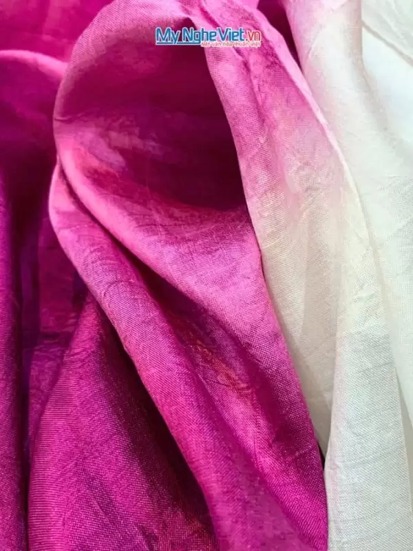 Khăn lụa tơ tằm loang Thái Bình màu hồng