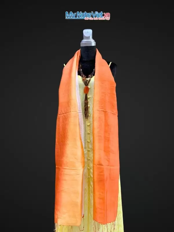 Khăn lụa tơ tằm loang màu cam