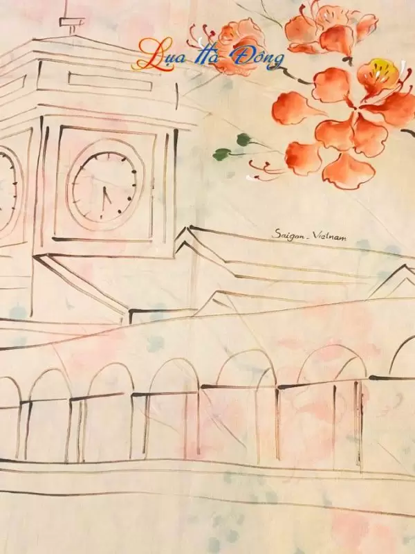 Khăn lụa tơ tằm vẽ tay chợ Bến Thành