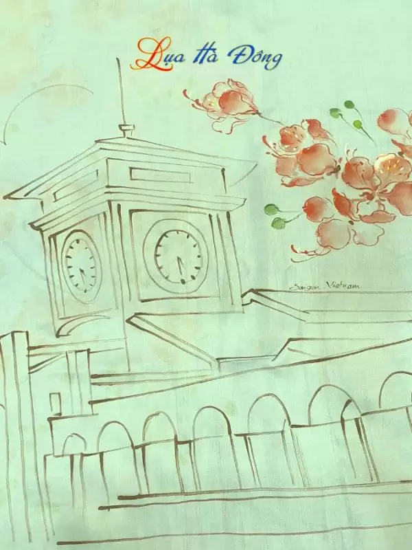 Khăn lụa tơ tằm vẽ tay chợ Bến Thành