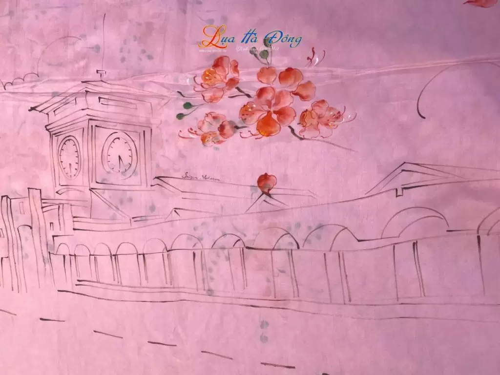 Khăn lụa tơ tằm vẽ tay chợ Bến Thành