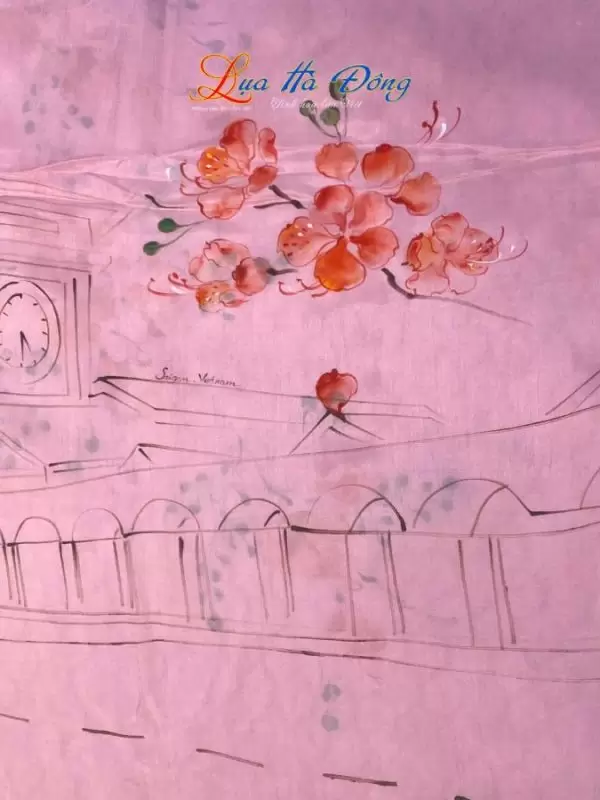 Khăn lụa tơ tằm vẽ tay chợ Bến Thành