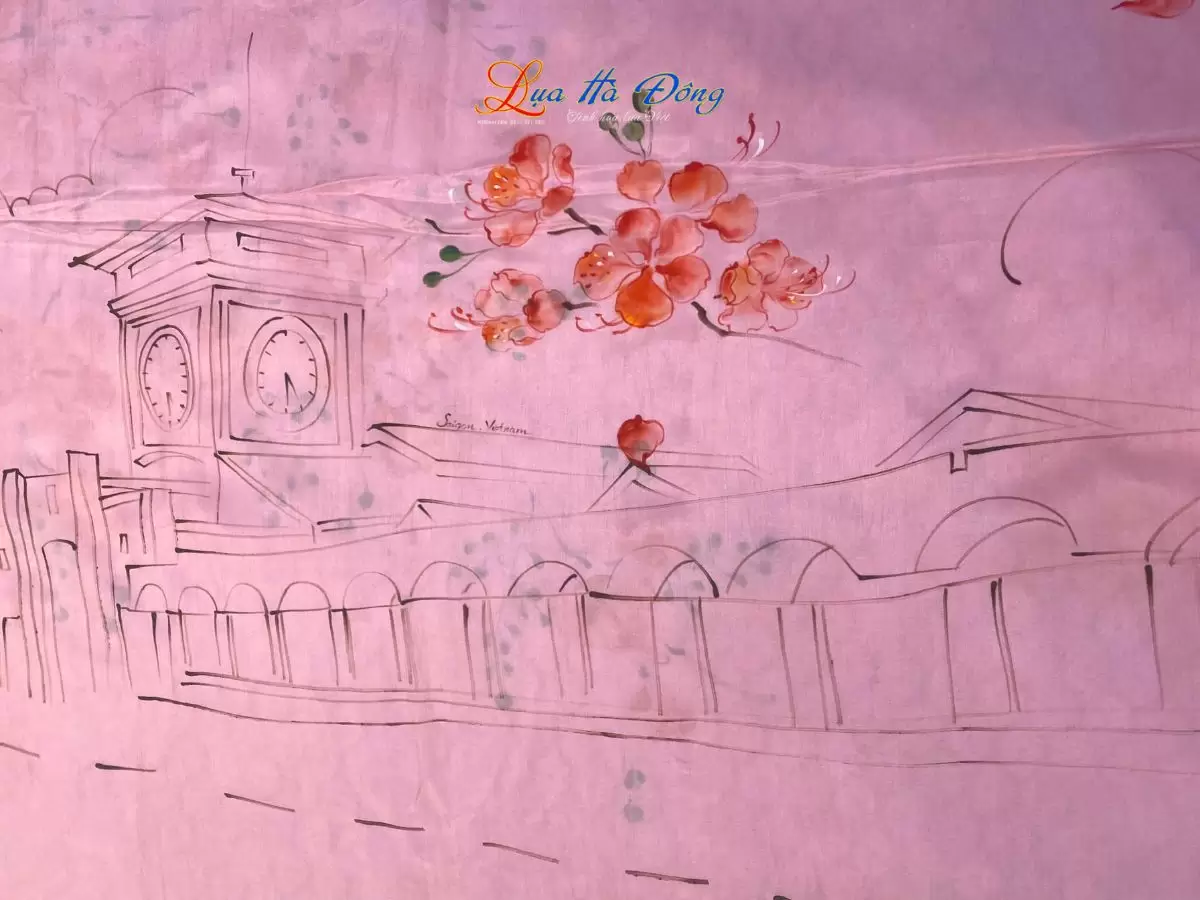 Khăn lụa tơ tằm vẽ tay chợ Bến Thành