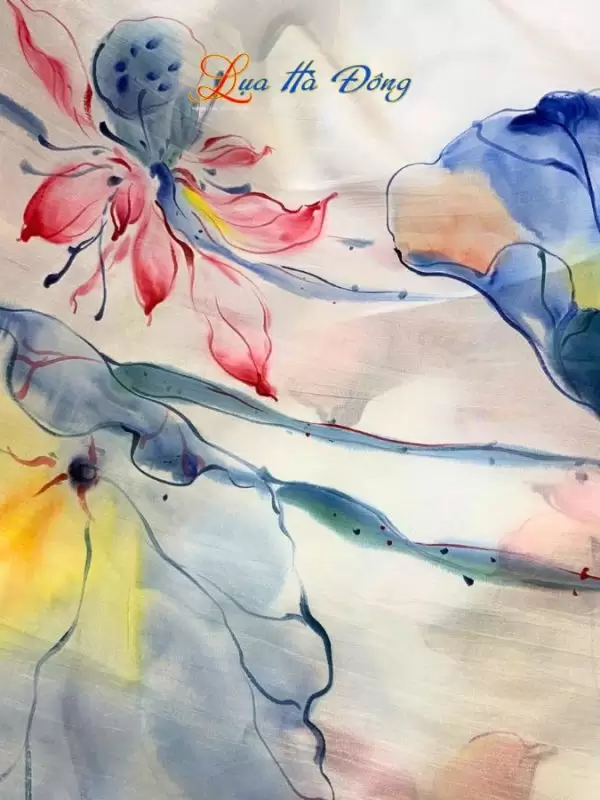 Khăn lụa tơ tằm màu trắng hoa sen