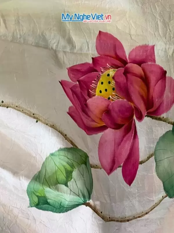 Khăn lụa tơ tằm vẽ tay hoa sen