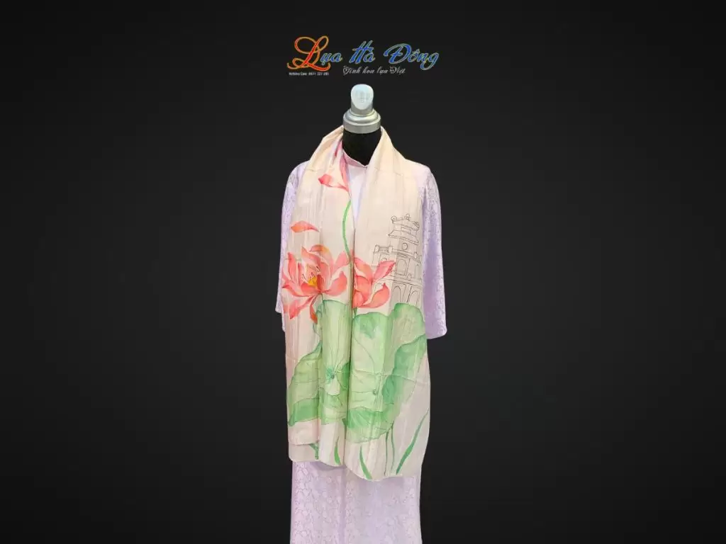 Khăn lụa tơ tằm vẽ tay Hồ Gươm