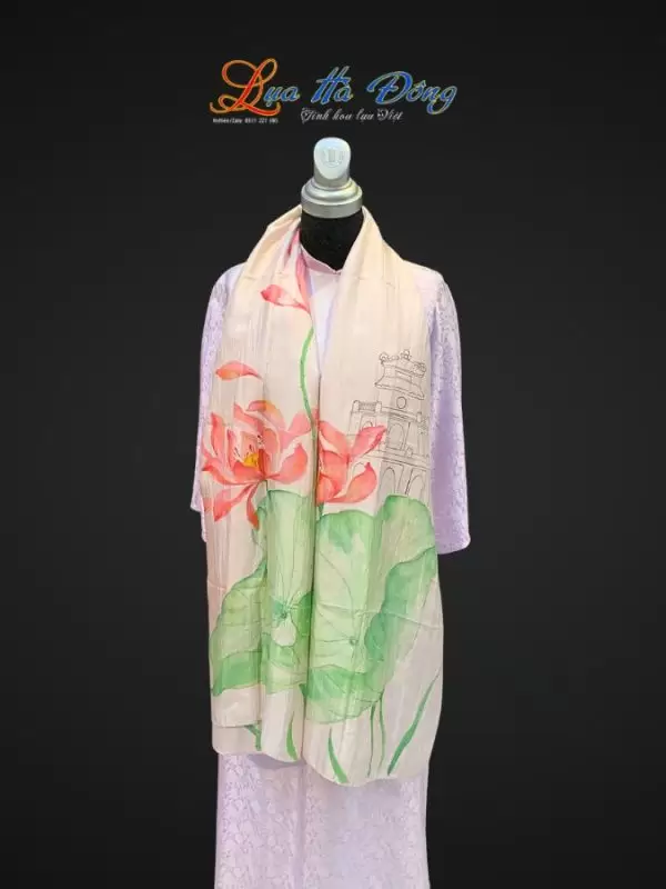 Khăn lụa tơ tằm vẽ tay Hồ Gươm