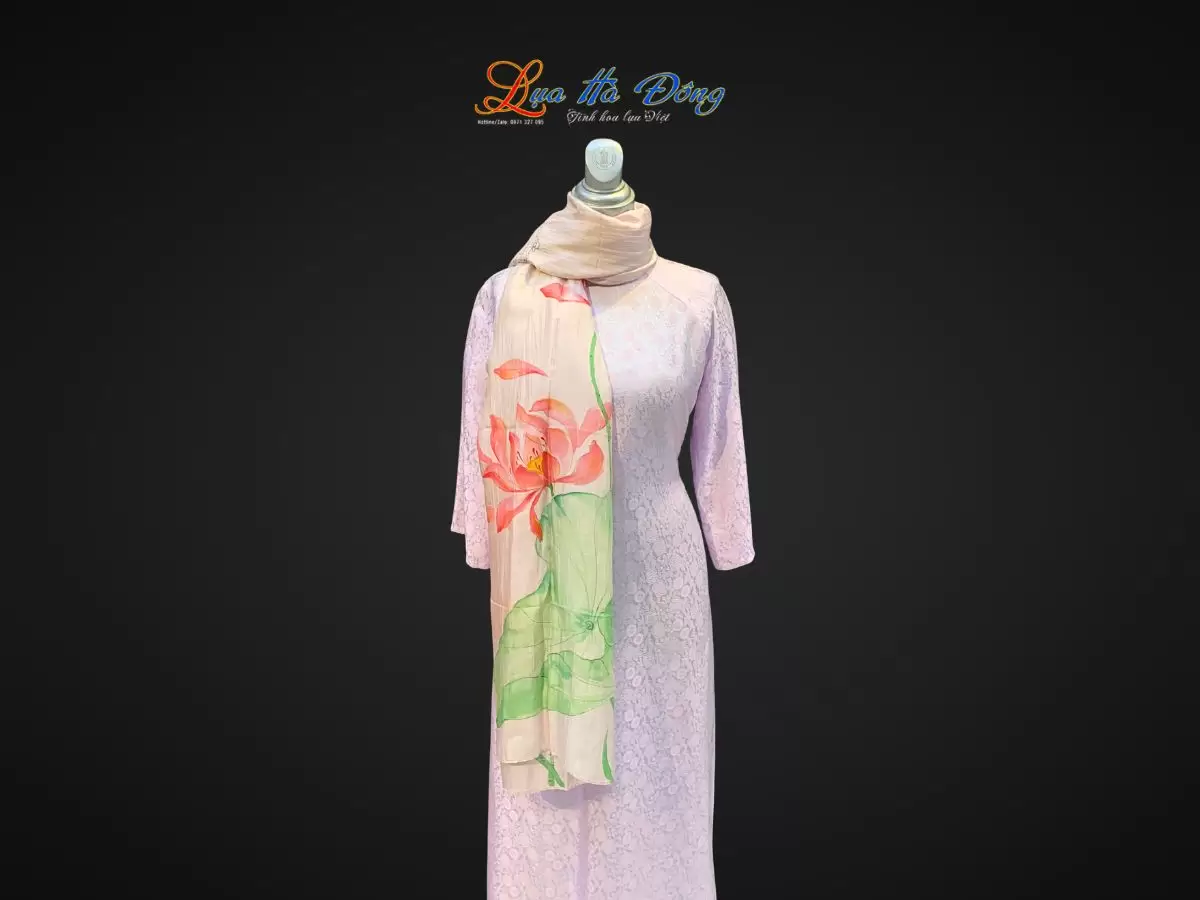Khăn lụa tơ tằm vẽ tay Hồ Gươm