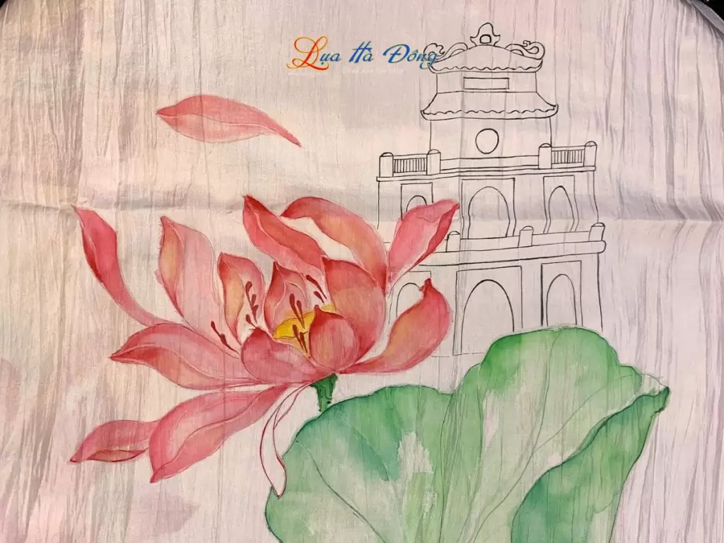 Khăn lụa tơ tằm vẽ tay Hồ Gươm
