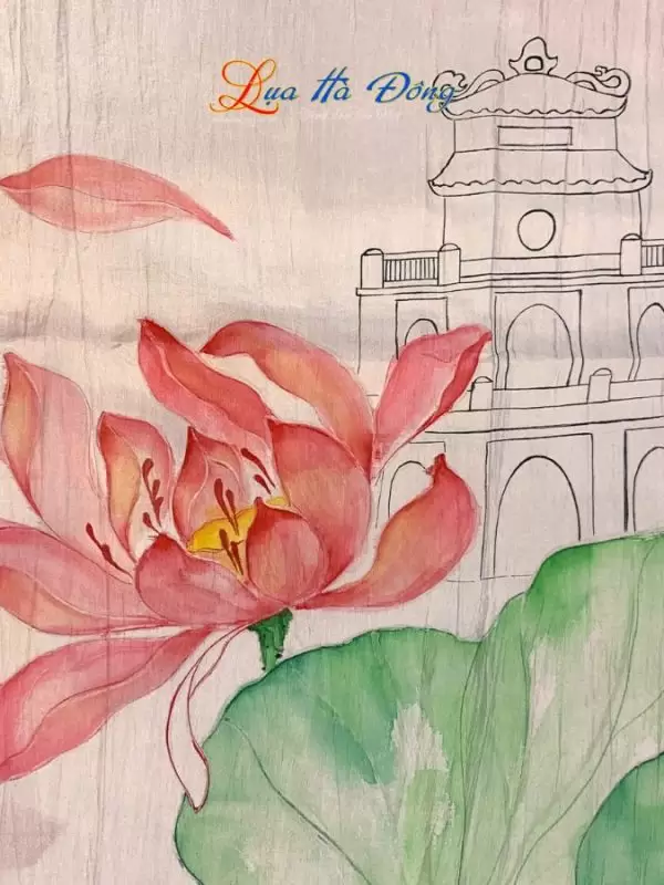 Khăn lụa tơ tằm vẽ tay Hồ Gươm