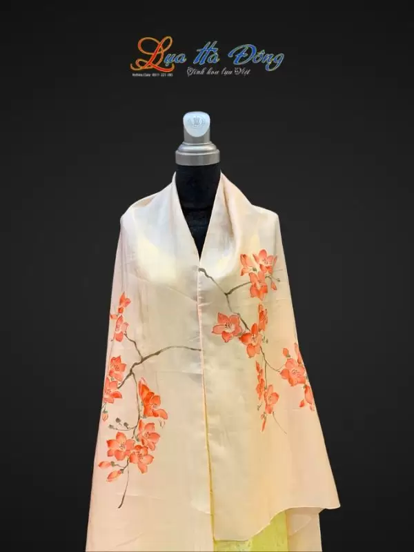 Alternative view of Khăn lụa tơ tằm vẽ tay MNV-PT70180/3