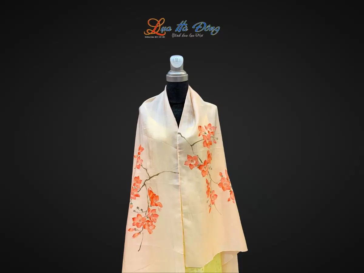 Khăn lụa tơ tằm vẽ tay MNV-PT70180/3 - Ảnh 2