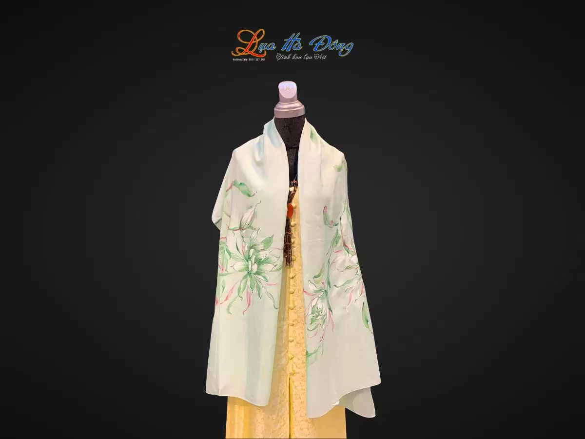 Khăn lụa tơ tằm vẽ tay MNV-PT70180/7 - Ảnh 2