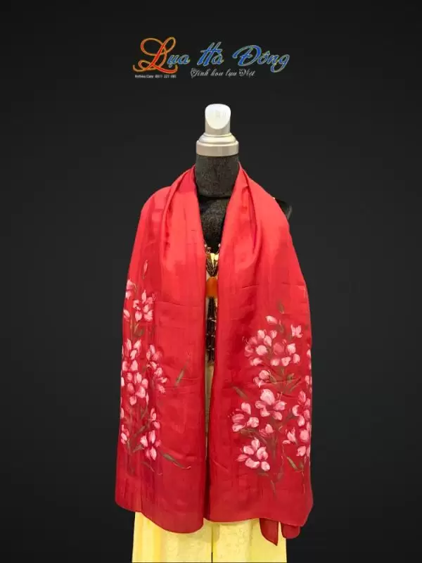 Alternative view of Khăn lụa tơ tằm vẽ tay MNV-PT70180/5