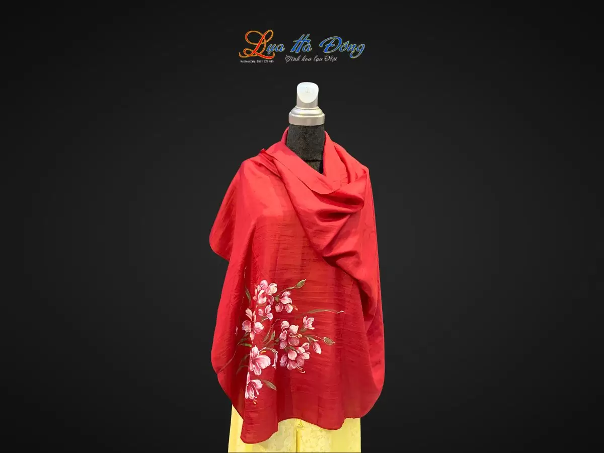 Khăn lụa tơ tằm vẽ tay MNV-PT70180/5 - Ảnh 4