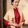 Khăn lụa tơ tằm thêu tay đuôi công vàng đồng