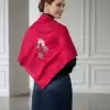 Khăn lụa tơ tằm thêu tay hồng nhí màu đỏ