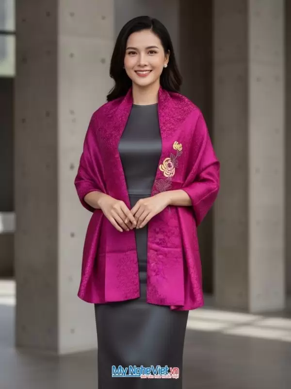 Khăn lụa tơ tằm thêu tay cao cấp