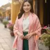 Khăn lụa tơ tằm thêu tay hoa cao cấp
