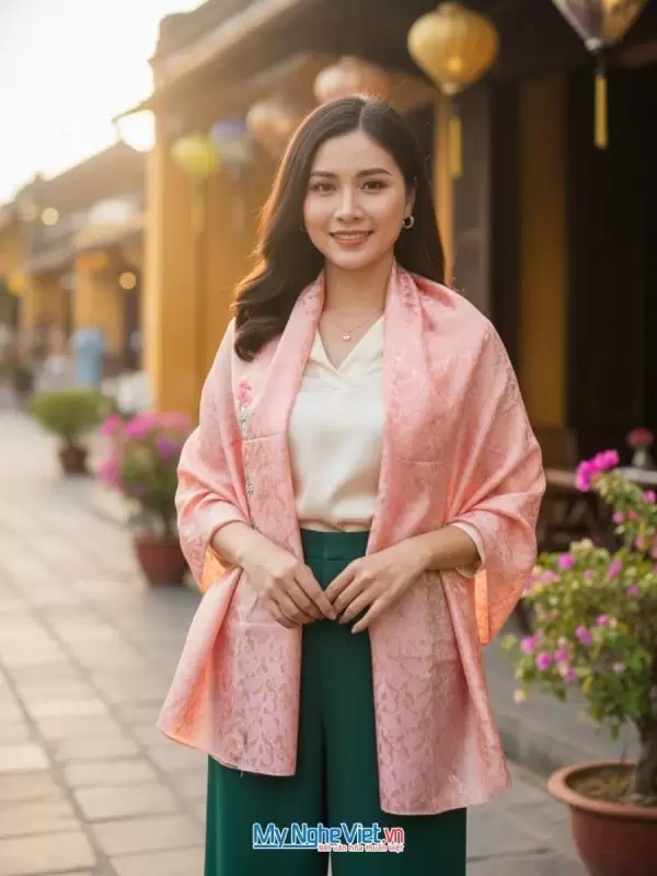 Khăn lụa tơ tằm thêu tay hoa cao cấp