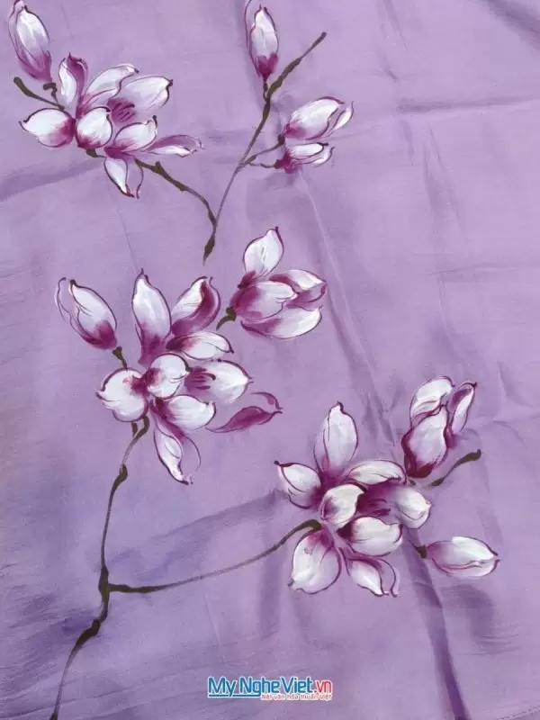 Khăn lụa vuông tơ tằm vẽ hoa