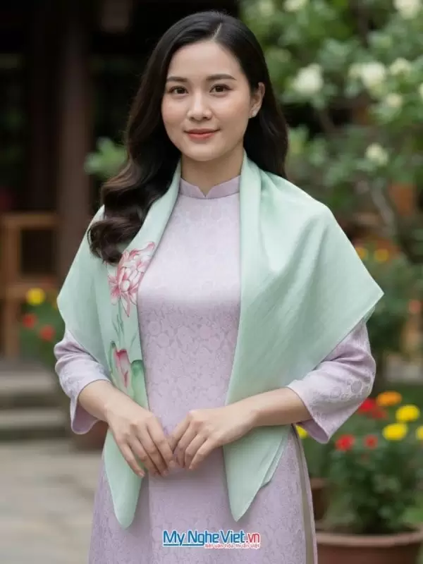 Khăn lụa vuông tơ tằm vẽ hoa